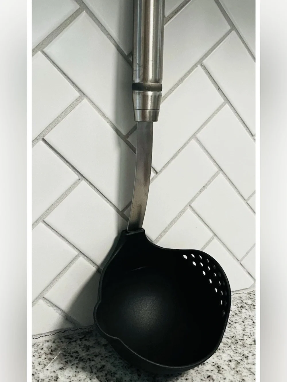 Pampered Chef#1622 Scoop&Drain Strainer Ladle Kitchen Utensil Black
